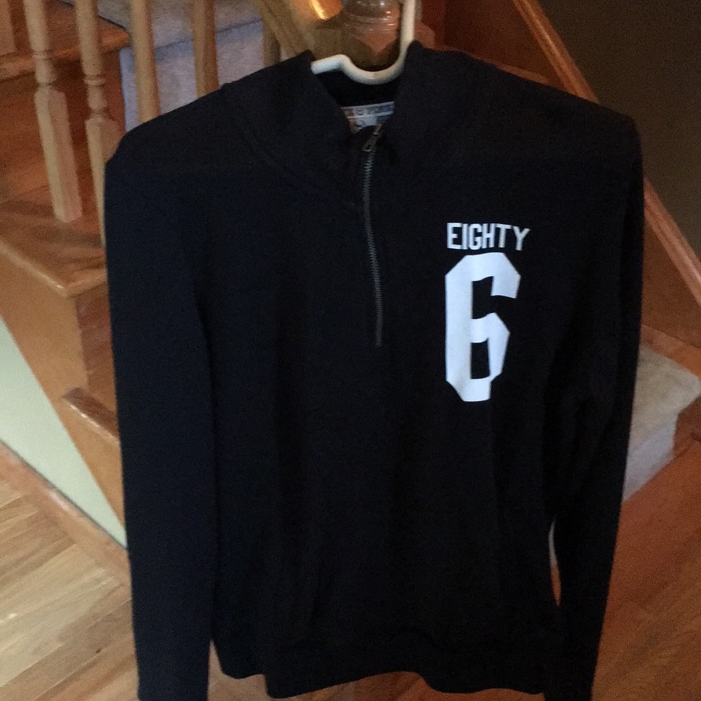 Pink black half zip sweatshirt